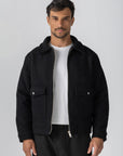 Black Wool Zipper Jacket