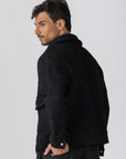Black Wool Zipper Jacket