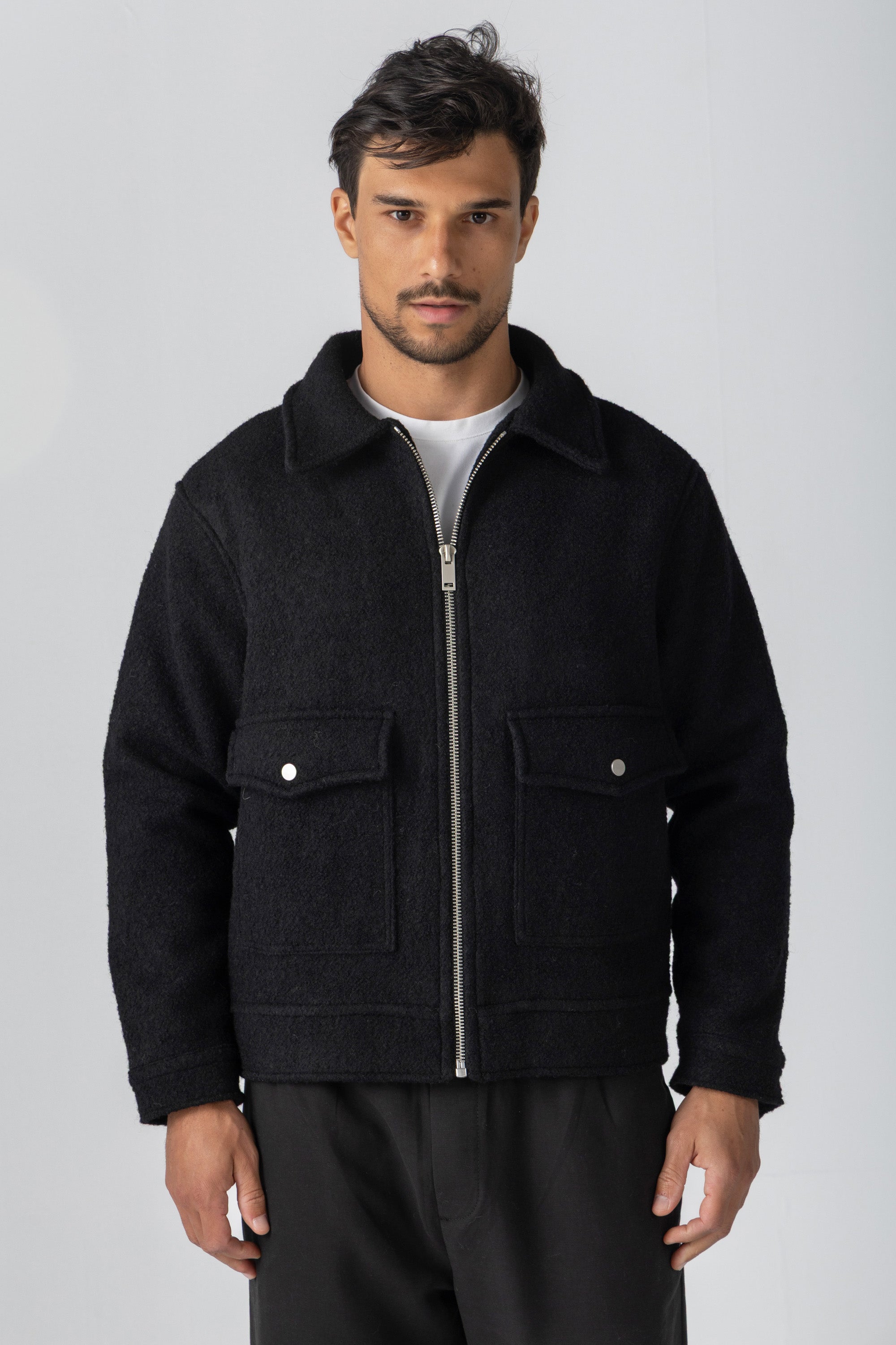 Black Wool Zipper Jacket – Kai Collections