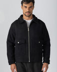 Black Wool Zipper Jacket