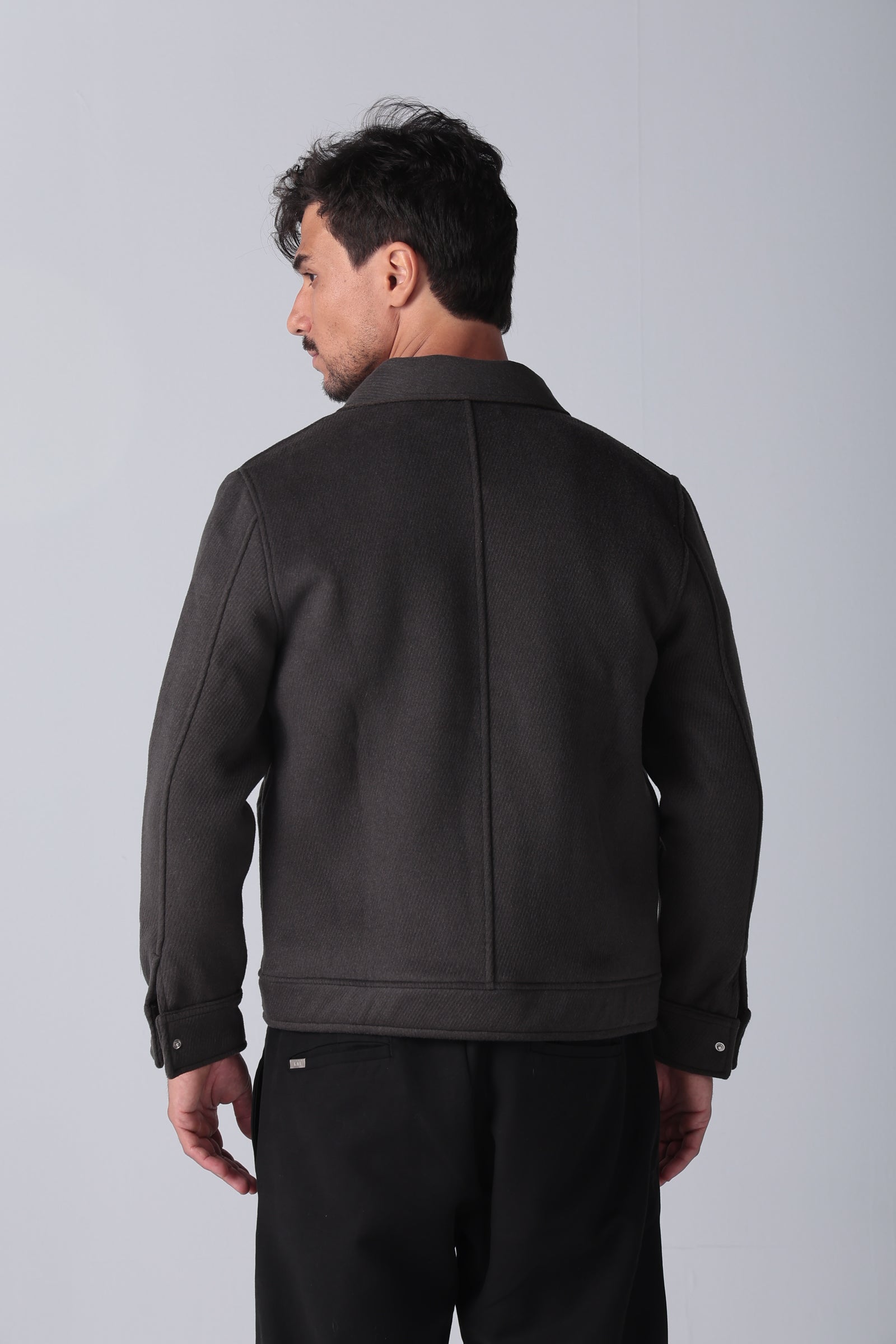 Dark Grey Wool Snaps Jacket