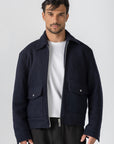 Navy Wool Zipper Jacket