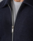 Navy Wool Zipper Jacket