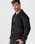 Black Wool Snaps Jacket