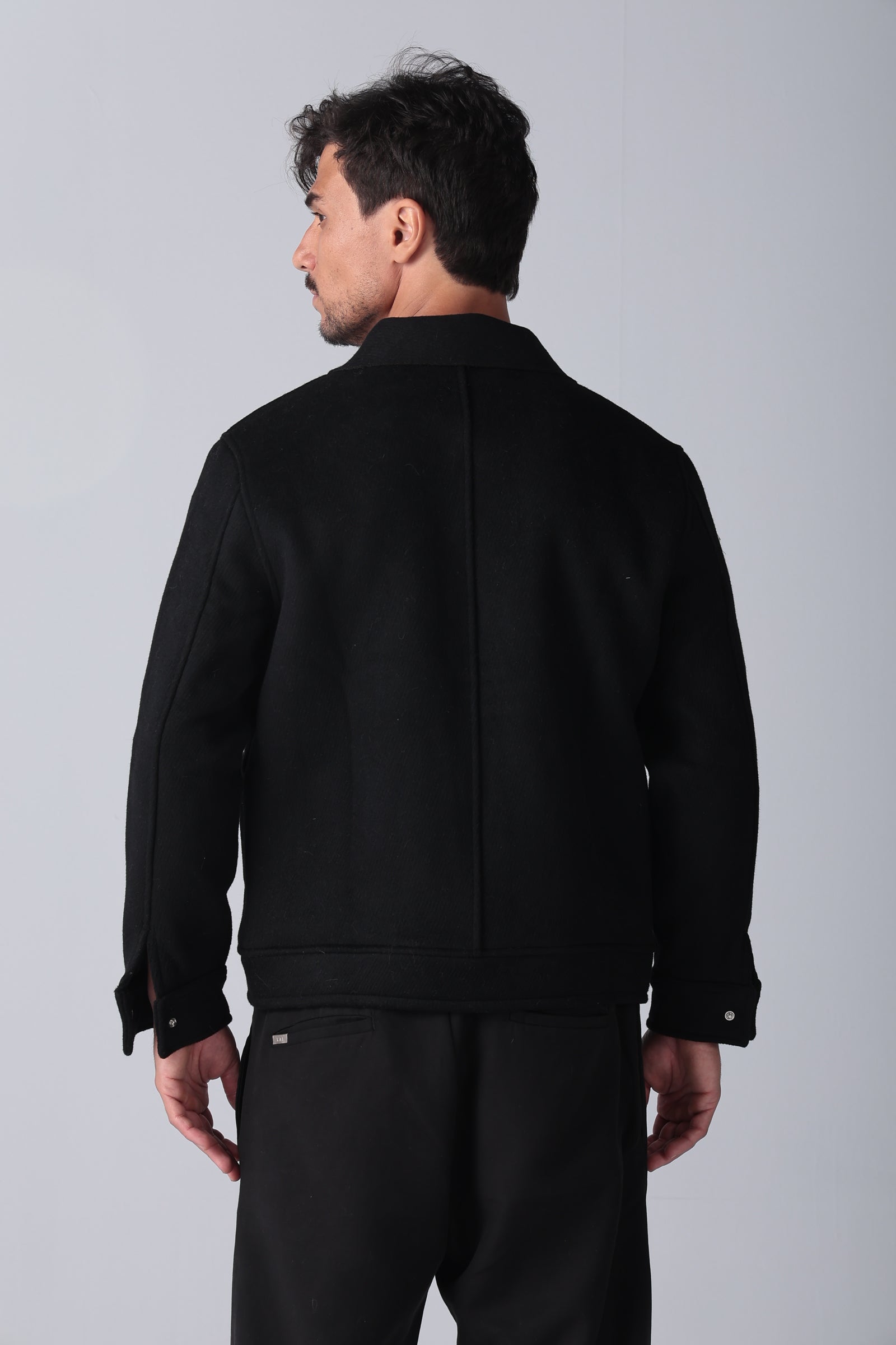 Black Wool Snaps Jacket