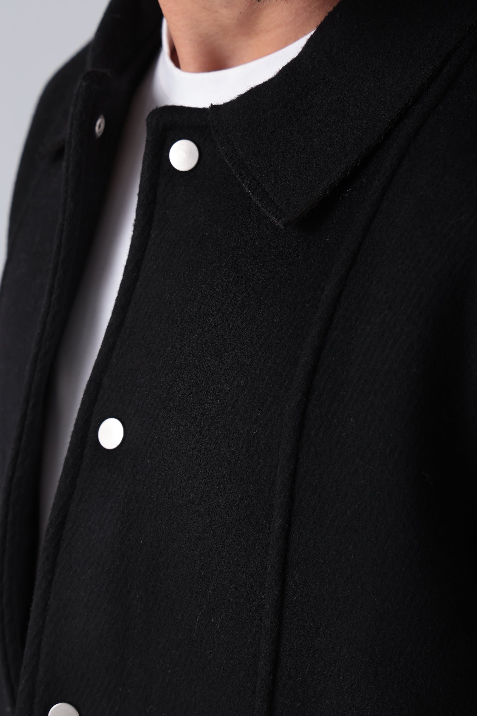 Black Wool Snaps Jacket