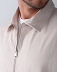 Beige Gabardine Zipper Jacket