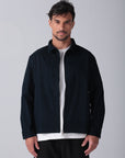Navy Gabardine Zipper Jacket