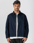 Navy Gabardine Zipper Jacket