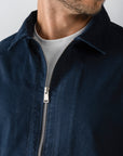 Navy Gabardine Zipper Jacket