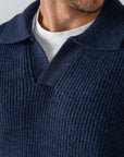 Navy Knitted  Wool Polo