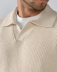 Cream Knitted Wool Polo