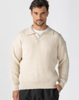 Cream Knitted Wool Polo