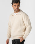 Cream Knitted Wool Polo