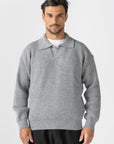Grey Knitted Wool Polo