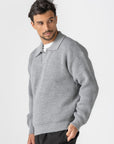 Grey Knitted Wool Polo