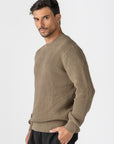 Khaki Knitted Crew Neck Sweater