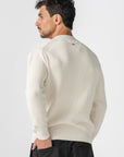 Cream Knitted Crew Neck Sweater