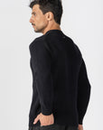 Black Knitted Crew Neck Sweater
