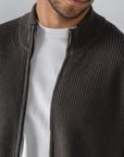 Dusty Olive Knitted Double Zip Sweater