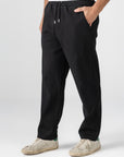 Black Diagonal Textured Pants