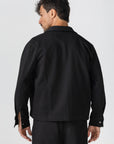 Black Diagonal Textured Overshirt