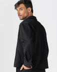 Black Diagonal Textured Overshirt
