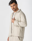 Beige Diagonal Textured Overshirt