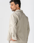 Beige Diagonal Textured Overshirt