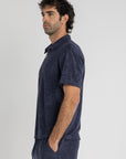 Navy Terry Towel Zip Polo