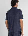 Navy Terry Towel Zip Polo