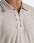 Taupe Terry Towel Zip Polo