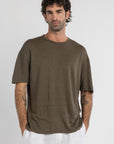 Khaki Pure Linen T-Shirt