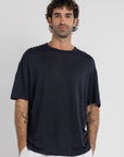 Navy Pure Linen T-Shirt