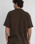 Brown Linen Crinkle Cuban Shirt