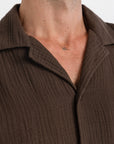 Brown Linen Crinkle Cuban Shirt