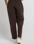 Dark Brown Linen Crinkle Pants