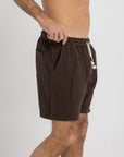 Dark Brown Linen Crinkle Shorts