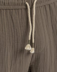 Olive Linen Crinkle Pants