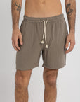Olive Linen Crinkle Shorts