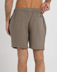 Olive Linen Crinkle Shorts