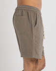 Olive Linen Crinkle Shorts