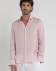 Men's Pink Linen Shirt