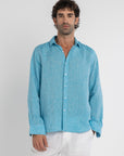 Aqua Teal Linen Shirt