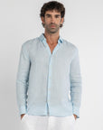 Men's Sky Blue Linen Shirt