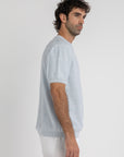 Sky Blue Knitted Two Tone T-Shirt