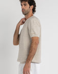 Beige Knitted Two Tone T-Shirt