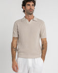 Beige Crochet Knit Polo