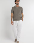 Olive Crochet Knit Polo