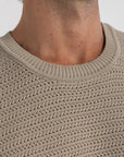 Beige Crochet Knit T-Shirt